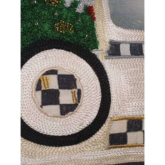 MacKenzie-Childs Farmhouse Holiday Truck Pillow Cotton/Linen Applique Embroidery - Picture 6 of 16